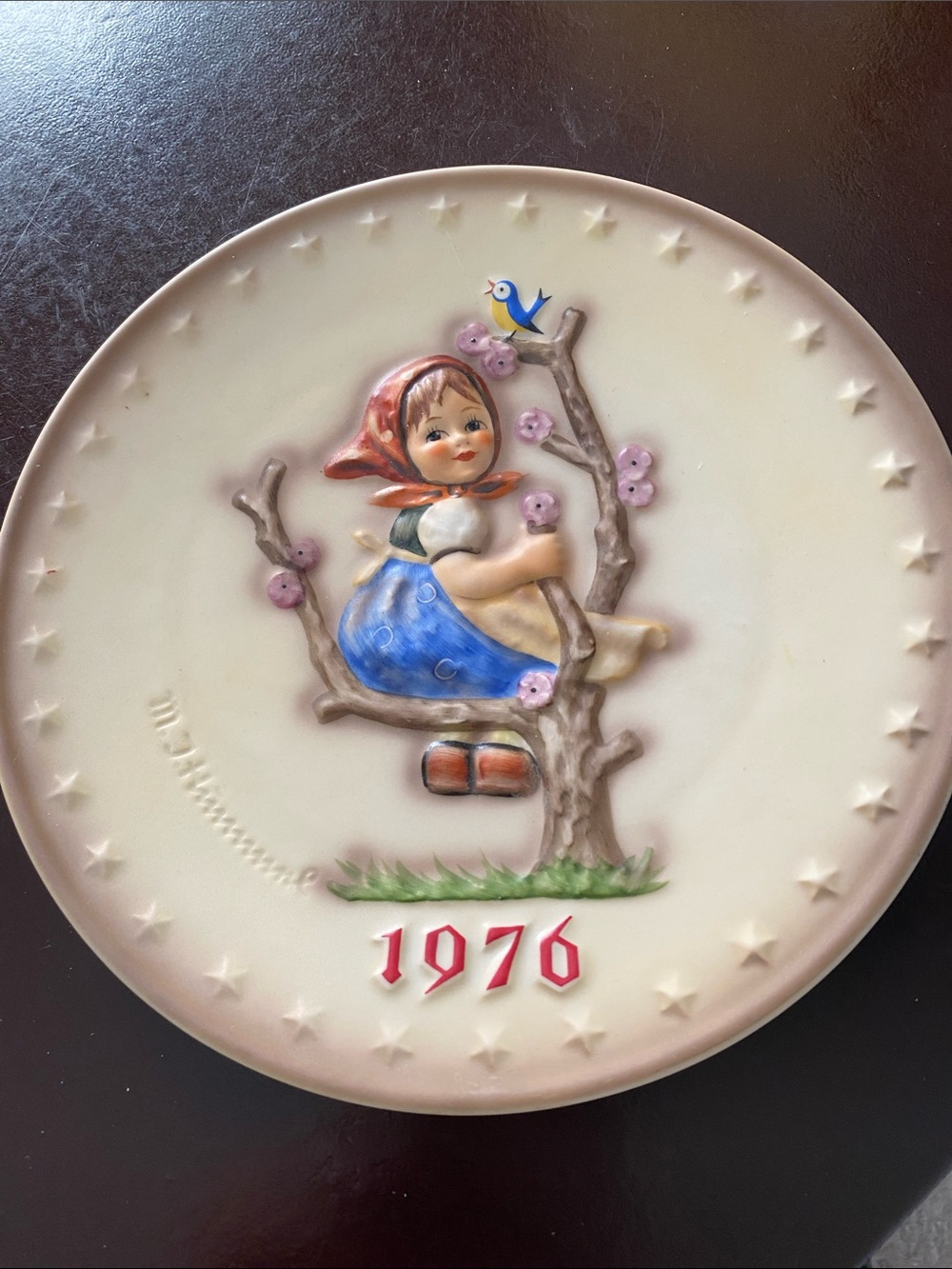 Goebel Plate with Blue Dress and Red Scarf